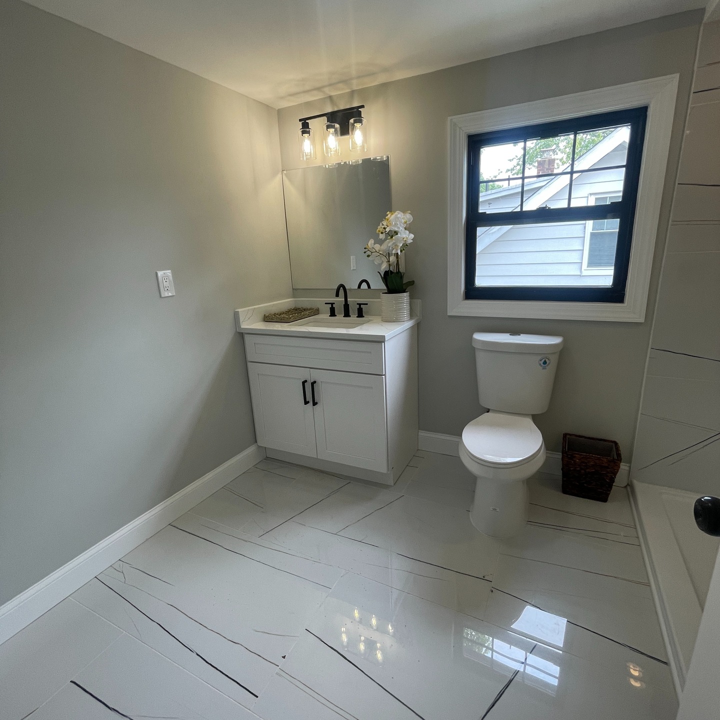 Full bathroom remodel with custom shower