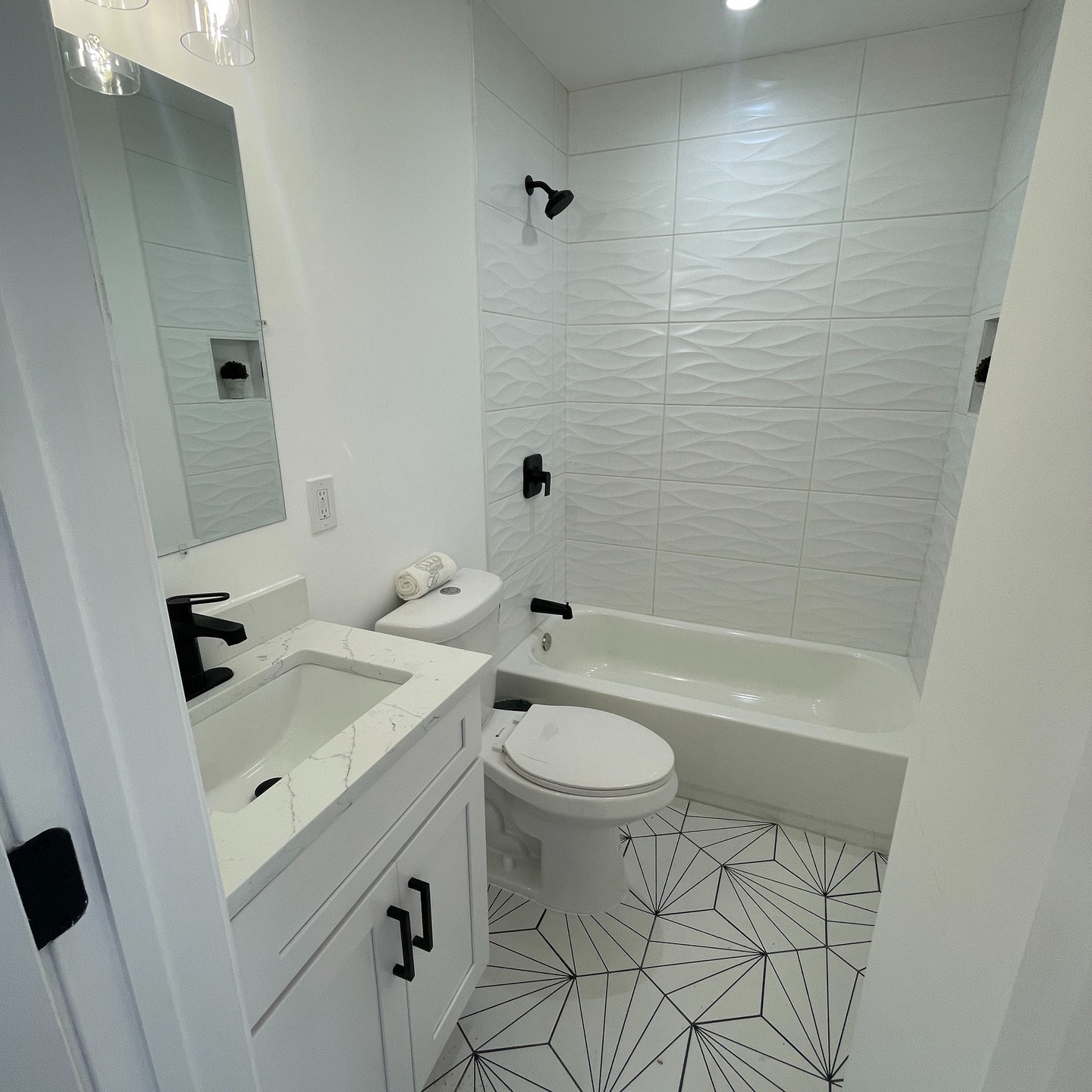 Complete bathroom overhaul with new flooring