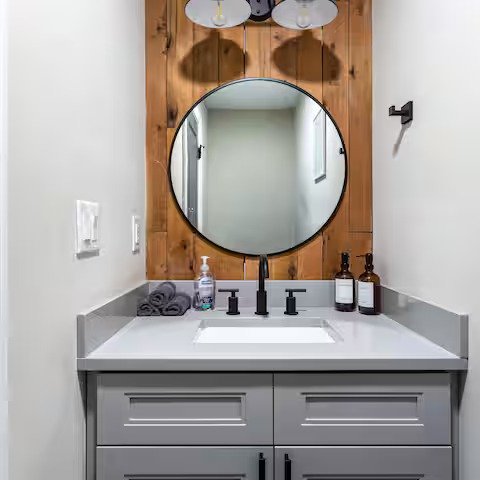 Bathroom remodel with contemporary vanity